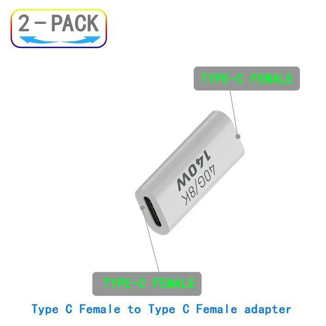 Alt view image 2 of 5 - ZJKJHJY USB C Female to Female Adapter, USB Type C Coupler Extender Support 140W, 40Gbps, 8K@60Hz for Laptop, Phones and More Type C Devices (White),2 Pack