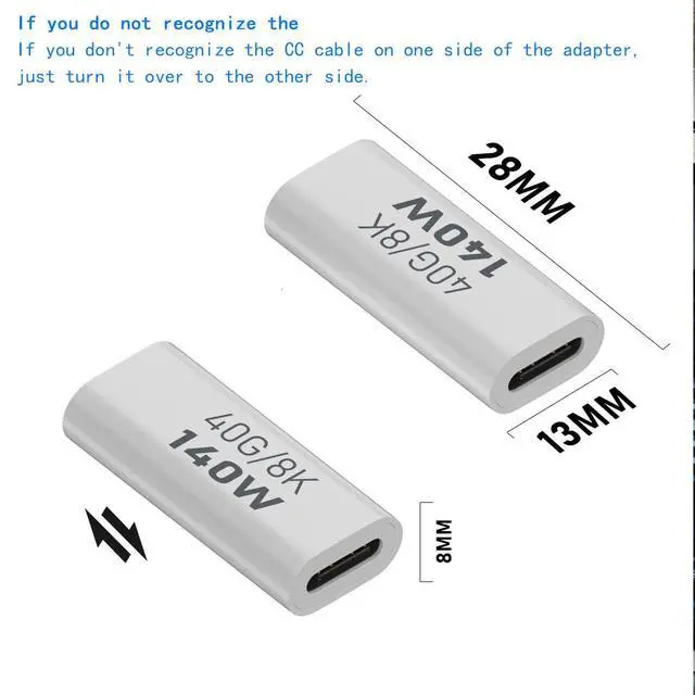 Alt view image 3 of 5 - ZJKJHJY USB C Female to Female Adapter, USB Type C Coupler Extender Support 140W, 40Gbps, 8K@60Hz for Laptop, Phones and More Type C Devices (White),2 Pack
