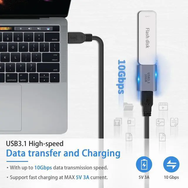 Alt view image 2 of 7 - Duttek USB C Female to USB Female Adapter 3.1 Gen2, 10Gbps Bi-Directional Type C to Type A OTG Adapter Support Data Sync and Charging for Laptop, PC, iPhone, MacBook Pro, Laptop