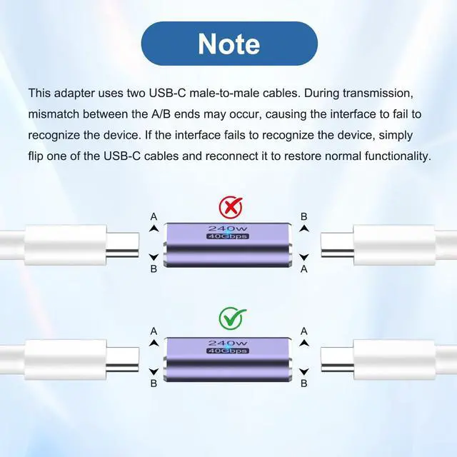 Alt view image 3 of 7 - Meliya 2 Pack USB C Coupler, USB Type C Female to Female Adapter Extender Compatible with Thunderbolt 4/3 Support up to 240W Charging, 40Gbps Data Transfer and 8K@60Hz Video