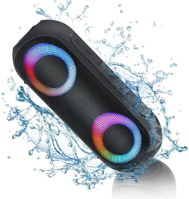 Main image of Bluetooth Speaker with RGB Light, 30W Portable Bluetooth Wireless(100FT Range) Loud Stereo Sound, IPX7 Waterproof Shower Speakers, RGB Multi-Colors Rhythm Lights, 1000mins Playtime for Indoor&Outdoor