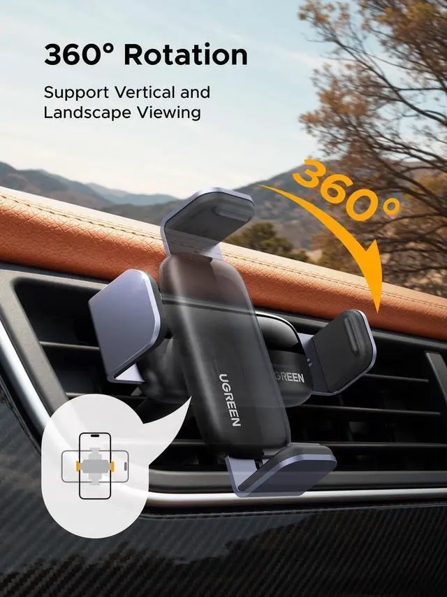 Alt view image 3 of 7 - UGREEN Car Vent Phone Mount Air Vent Clip Phone Holder Car Mount Mini Size Compatible with iPhone 17 16 15 14 13 12 Pro Max Mini Plus, iPhone 11 SE XS XR 8 7 6 6S Smartphone