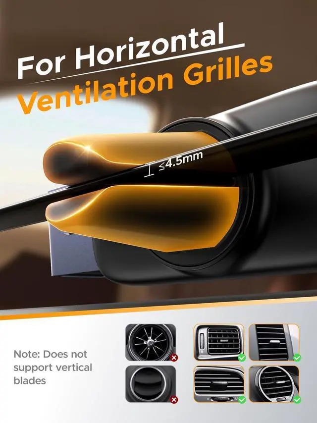 Alt view image 4 of 7 - UGREEN Car Vent Phone Mount Air Vent Clip Phone Holder Car Mount Mini Size Compatible with iPhone 17 16 15 14 13 12 Pro Max Mini Plus, iPhone 11 SE XS XR 8 7 6 6S Smartphone