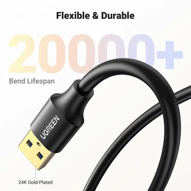 Alt view image 15 of 15 - UGREEN USB Extension Cable USB3.0 Extension Cord High Speed Data Transfer Gold Plated Male Female (3m)