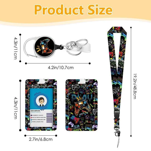 Alt view image 5 of 7 - Gamepad Badge Holder with Boys Lanyard, Game ID Badge Holder