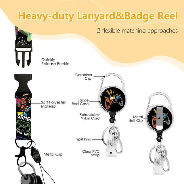 Alt view image 7 of 7 - Gamepad Badge Holder with Boys Lanyard, Game ID Badge Holder