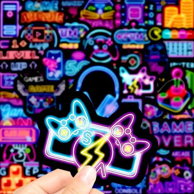 Alt view image 6 of 7 - 50pcs Neon Gamepad Sticker Packs, Prizes for Kids Classroom Rewards, Waterproof Vinyl Game Controller Stickers for Water Bottles Laptop Scrapbooking Skateboard Journaling Luggage Tumbler etc