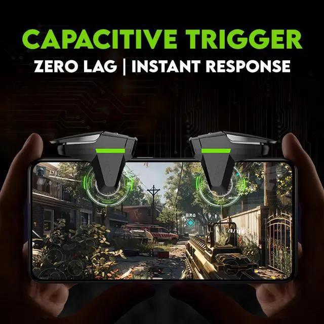 Alt view image 2 of 6 - SpinBot BattleMods Apex Mobile Gaming Triggers Zero Lag Response 5X Faster with Capacitive Conduction for BGMI/Free Fire Max/COD Mobile - (Black & Grey) Small