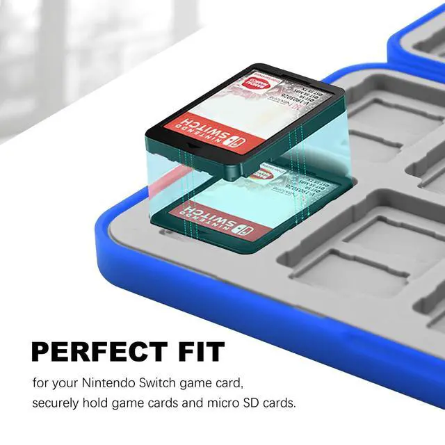 Alt view image 4 of 5 - FYY Nintendo Switch Game Case Holder for Switch 2 Cartridge Case with 24 Game Card Slots & 48 Micro SD Card Slots, Hard Shell, Silicone Lining Navy Gamepad Dot Pattern