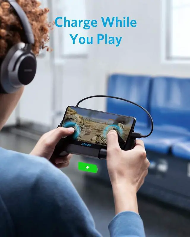 Alt view image 2 of 7 - Anker PowerCore Play 6K Mobile Game Controller with 6700mAh Power Bank and Radiator Gamepad for iOS Android Phone