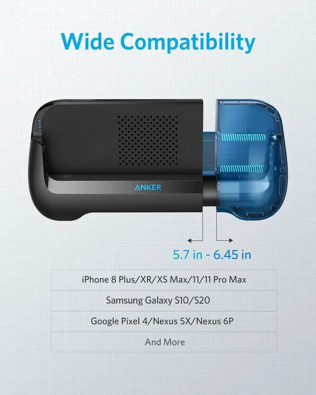 Alt view image 5 of 7 - Anker PowerCore Play 6K Mobile Game Controller with 6700mAh Power Bank and Radiator Gamepad for iOS Android Phone