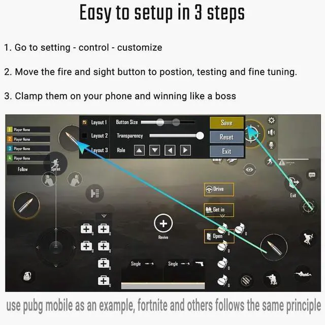 Alt view image 5 of 6 - T Model Mobile Game Trigger Cellphone Gaming Joystick for Phone with Sensitive Aim Shoot Keys Mobile Game Controller (T10S)