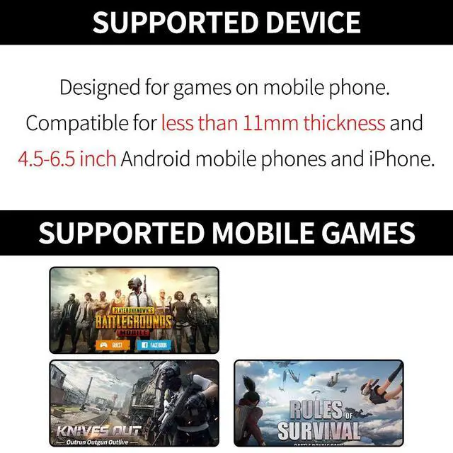 Alt view image 5 of 7 - IFYOO 1 Pair Z108 Mobile Gaming Controller Compatible with PUBG Mobile/Fortnitee Mobile/Call of Duty Mobile, Sensitive Shoot and Aim Trigger L1R1 Compatible with Android & iPhone