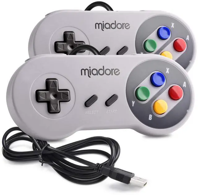 Main image of 2 Pack USB Controller for SNES Retro Gaming, miadore SNES USB Classic Gamepad Joypad Gamestick for Windows PC MAC Linux Retropie Raspberry Pi 3