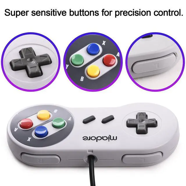 Alt view image 4 of 7 - 2 Pack USB Controller for SNES Retro Gaming, miadore SNES USB Classic Gamepad Joypad Gamestick for Windows PC MAC Linux Retropie Raspberry Pi 3