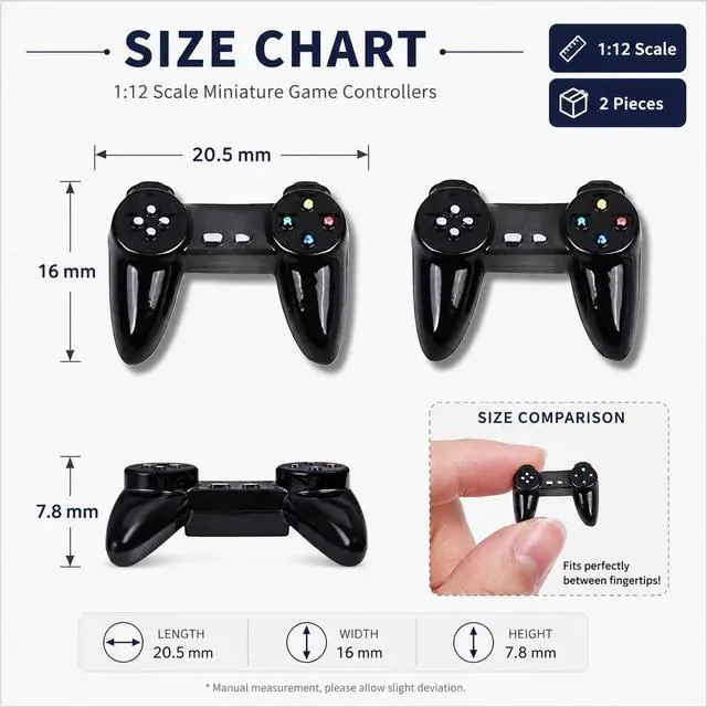 Alt view image 3 of 6 - Kryoflare 2Pcs Dollhouse MiniatureGamepad Model Game Controller, Funny Gamepad Model, 1:12Dollhouse Decor Accessories