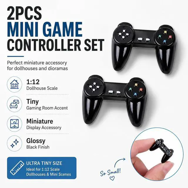 Alt view image 4 of 6 - Kryoflare 2Pcs Dollhouse MiniatureGamepad Model Game Controller, Funny Gamepad Model, 1:12Dollhouse Decor Accessories