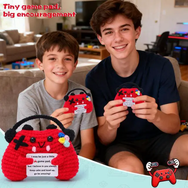 Alt view image 2 of 7 - OkiyiD Game Controller Crochet, Emotional Positive Gamer Gifts for Boys Teens, Handmade Gamepad Controller Doll Gaming Gifts for Boys Girls Teenage Birthday Graduation