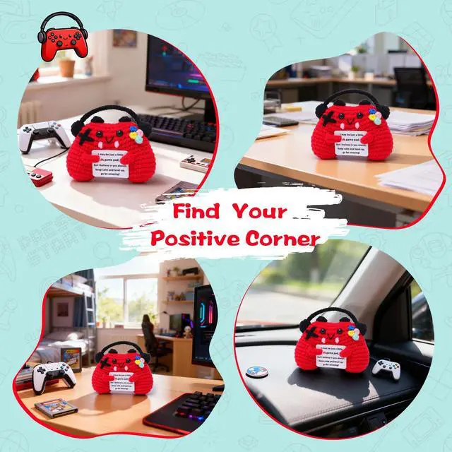 Alt view image 6 of 7 - OkiyiD Game Controller Crochet, Emotional Positive Gamer Gifts for Boys Teens, Handmade Gamepad Controller Doll Gaming Gifts for Boys Girls Teenage Birthday Graduation