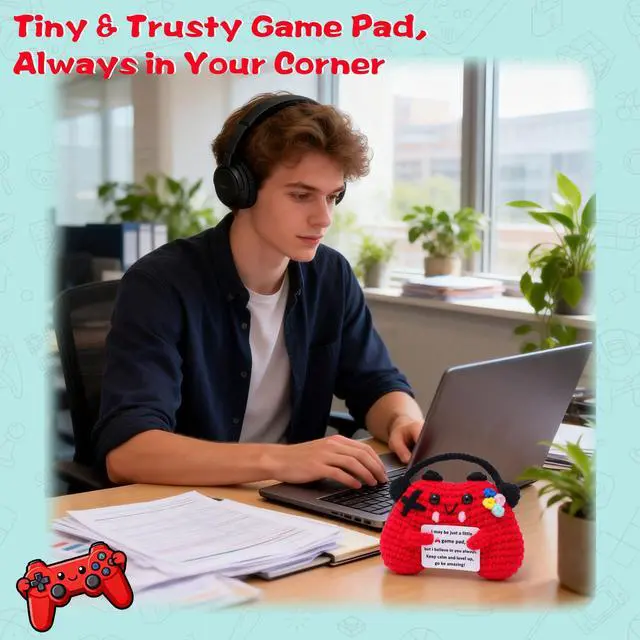 Alt view image 5 of 7 - OkiyiD Game Controller Crochet, Emotional Positive Gamer Gifts for Boys Teens, Handmade Gamepad Controller Doll Gaming Gifts for Boys Girls Teenage Birthday Graduation