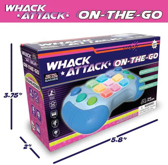 Alt view image 6 of 7 - Whack Attack On-the-Go; Flashing Handheld Game for Kids Teens Adults, Electronic Brain & Memory Game, Quick Push Buttons Gamepad Five Games in One