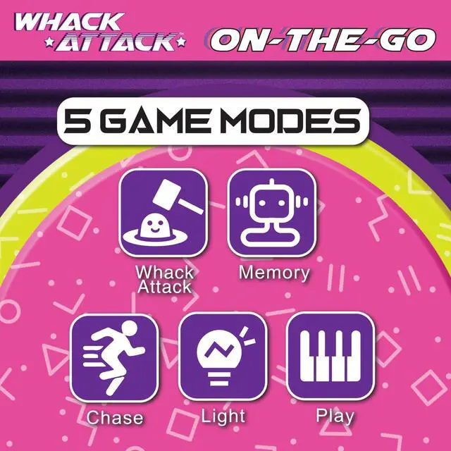 Alt view image 7 of 7 - Whack Attack On-the-Go; Flashing Handheld Game for Kids Teens Adults, Electronic Brain & Memory Game, Quick Push Buttons Gamepad Five Games in One