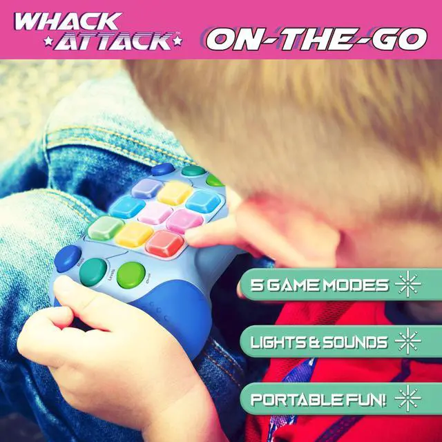 Alt view image 5 of 7 - Whack Attack On-the-Go; Flashing Handheld Game for Kids Teens Adults, Electronic Brain & Memory Game, Quick Push Buttons Gamepad Five Games in One