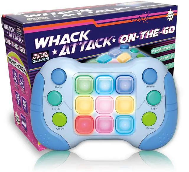 Main image of Whack Attack On-the-Go; Flashing Handheld Game for Kids Teens Adults, Electronic Brain & Memory Game, Quick Push Buttons Gamepad Five Games in One