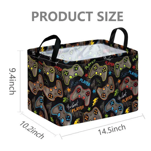 Alt view image 2 of 7 - FUULOXE Gamepad Storage Basket, Rectangle Closet Baskets Foldable Organizer Bin with Handles for Bedroom Nursery Home Office Dorm Room