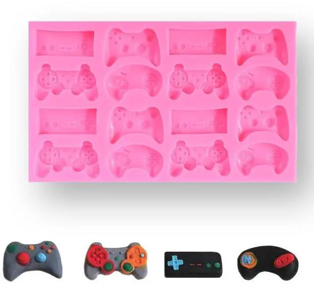 Main image of Game Controller Silicone Mold, Fondant Molds Gift for Boys, Non-Stick Food Grade Silicone Molds for Chocolate, Candy, Jelly, Ice Cube, Dog Treats, Cupcake Baking Mould, Muffin pan