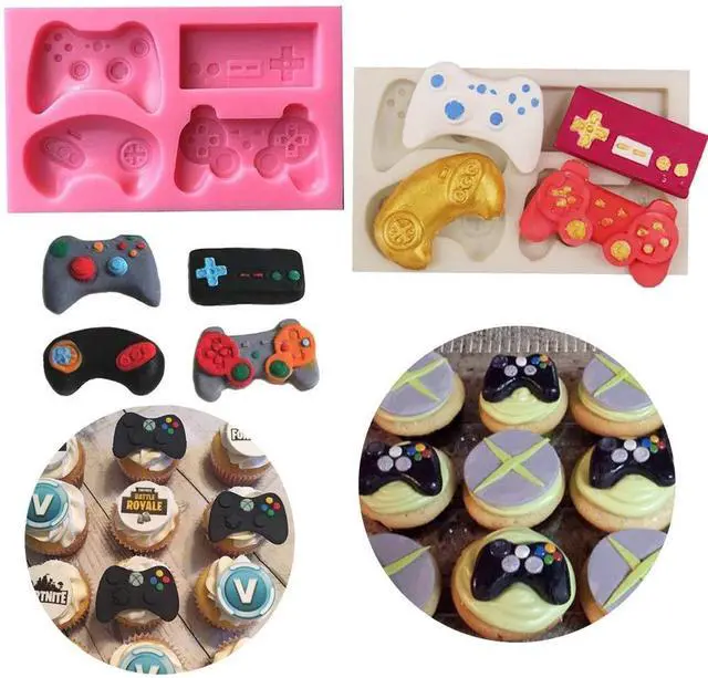 Main image of HiParty 2Pcs Game Controller Cake Fondant Mold - Video Game Gamepad Silicone Chocolate Candy Mold for Cupcake Topper Decoration Game Theme Party Ideas Favors Supplies