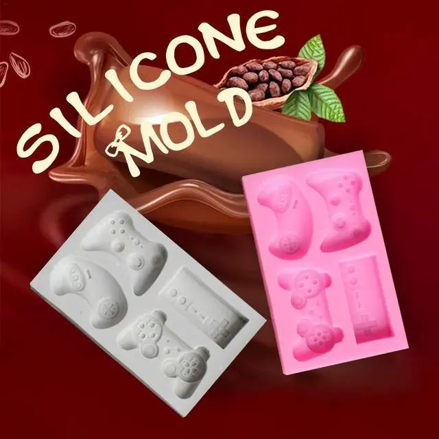 Alt view image 2 of 7 - HiParty 2Pcs Game Controller Cake Fondant Mold - Video Game Gamepad Silicone Chocolate Candy Mold for Cupcake Topper Decoration Game Theme Party Ideas Favors Supplies