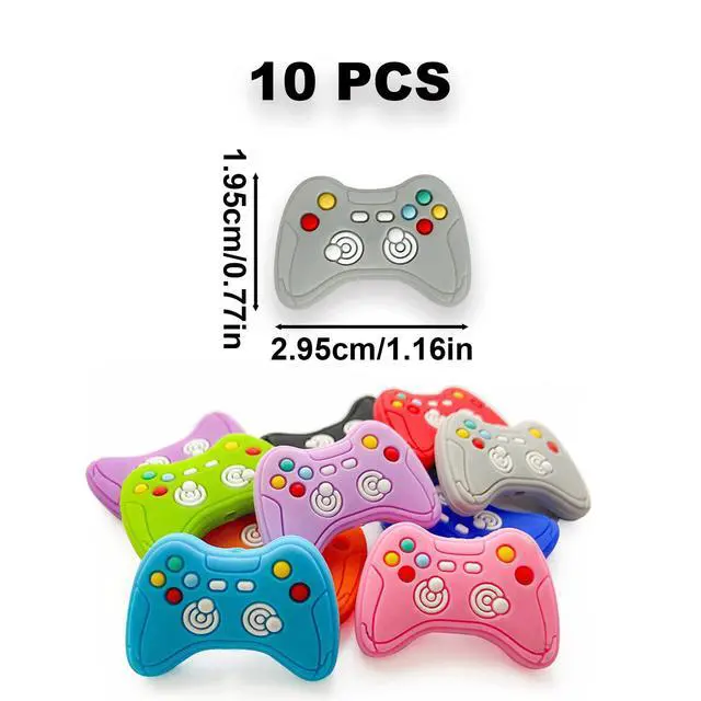 Alt view image 2 of 6 - 10PCS Game Controller Silicone Beads, Gamepad Shape Silicone Focal Beads, Colorful Silicone Beads for Keychain Making, Loose Beads Bulk for Pens DIY Crafts Necklace Bracelet Lanyard