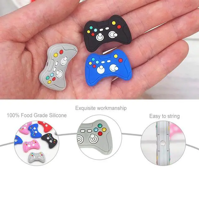 Alt view image 3 of 6 - 10PCS Game Controller Silicone Beads, Gamepad Shape Silicone Focal Beads, Colorful Silicone Beads for Keychain Making, Loose Beads Bulk for Pens DIY Crafts Necklace Bracelet Lanyard