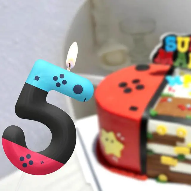 Alt view image 4 of 7 - Red Blue 13th Birthday Candles, Number Candle Birthday Cake Topper Decorations for Video Game Themed Party, Gamepad Birthday Candle for Boys Girls Party Decor Supplies