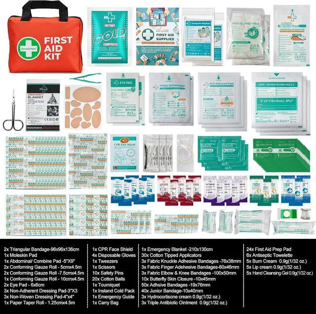Alt view image 2 of 7 - General Medi First Aid Kit, 250 Piece Small First Aid Kit - Includes Emergency Foil Blanket, Instant Cold Pack,Scissors for Travel, Home, Office, Vehicle, Camping, Workplace & Outdoor
