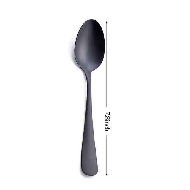 Alt view image 4 of 5 - Matte Black Dinner Spoon, GoGeiLi Stainless Steel Satin Finish 7.8-inch Silverware Flatware Spoon Set, Service for 6, Dishwasher Safe