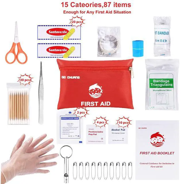Alt view image 2 of 6 - Small Travel First Aid Kit - 87 Piece Clean, Treat and Protect Most Injuries,Ready for Emergency at Home, Outdoors, Car, Camping, Workplace, Hiking.