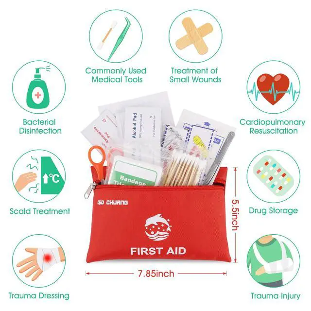 Alt view image 4 of 6 - Small Travel First Aid Kit - 87 Piece Clean, Treat and Protect Most Injuries,Ready for Emergency at Home, Outdoors, Car, Camping, Workplace, Hiking.