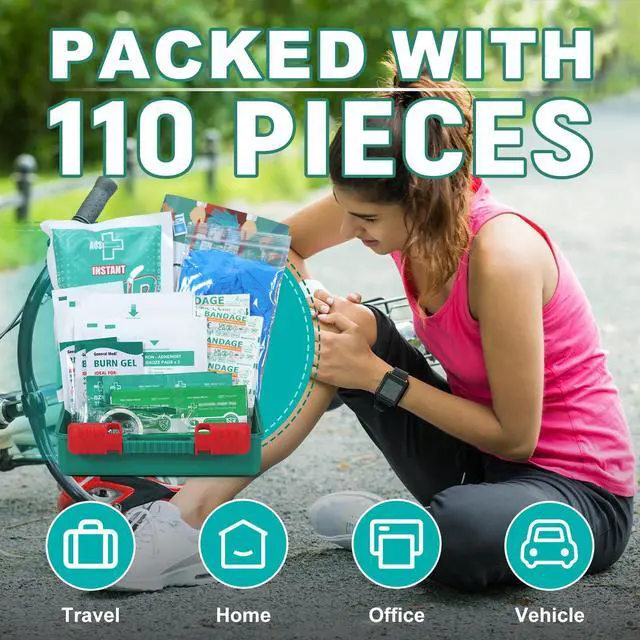 Alt view image 4 of 7 - General Medi 110 Pieces Small First Aid Kit - HardCase First Aid Box - Contains Premium Medical Supplies for Travel, Home, Office, Vehicle, Camping, Workplace & Outdoor