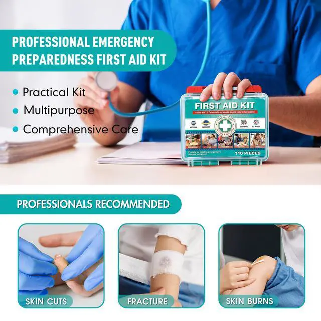 Alt view image 6 of 7 - General Medi 110 Pieces Small First Aid Kit - HardCase First Aid Box - Contains Premium Medical Supplies for Travel, Home, Office, Vehicle, Camping, Workplace & Outdoor