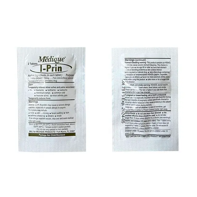 Alt view image 6 of 7 - Rescue Essentials Medications Dose PackFirst Aid Refill Kit with Ibuprofen, Acetaminophen, Aspirin, Antihistamine, Anti-Diarrheal & Antacid Compact Emergency Travel & IFAK Supply-1 Module (30 Doses)