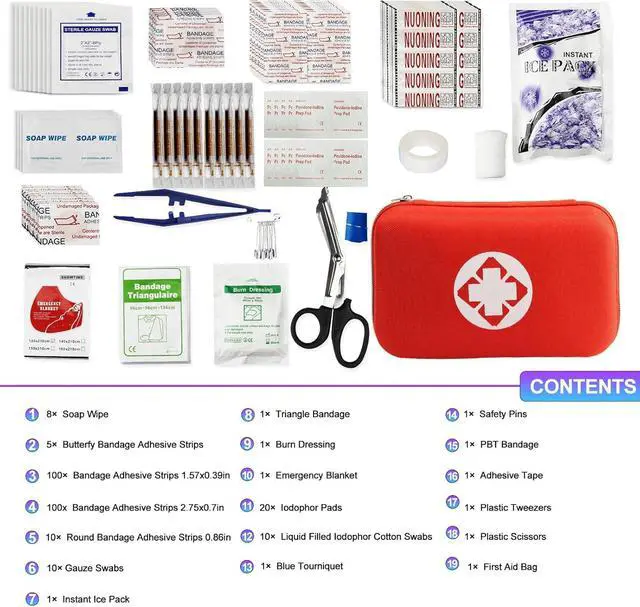 Alt view image 2 of 7 - Car First Aid Kits 277Pcs Survival Gear Home Travel Size Small Emergency Kit Tactical Hiking EVA Camping Essentials Backpack Sports Office Boat Urgent Accident