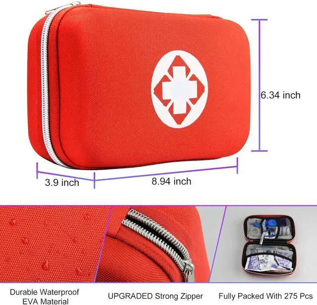 Alt view image 7 of 7 - Car First Aid Kits 277Pcs Survival Gear Home Travel Size Small Emergency Kit Tactical Hiking EVA Camping Essentials Backpack Sports Office Boat Urgent Accident