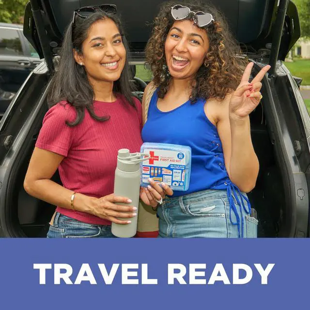 Alt view image 2 of 7 - BAND-AID Brand Travel Ready Portable Emergency First Aid Kit, Minor Wound Care, Perfect for Home, Car, Camping, Travel & Outdoor Essentials, Supplies Include Bandages, Neosporin & Tylenol, 80 Piece