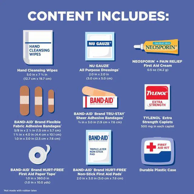 Alt view image 5 of 7 - BAND-AID Brand Travel Ready Portable Emergency First Aid Kit, Minor Wound Care, Perfect for Home, Car, Camping, Travel & Outdoor Essentials, Supplies Include Bandages, Neosporin & Tylenol, 80 Piece