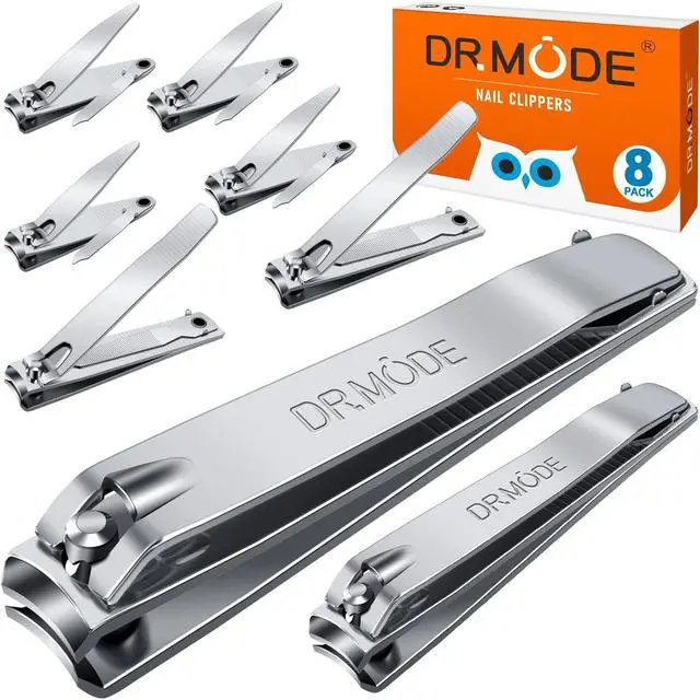 Main image of DRMODE Finger Nail Clippers Adult - 8 Pack Nail Clippers Bulk for Men Women Sharp Travel Toenail Clippers and Fingernail Clipper Set Curved Cutter Trimmer with Nail File