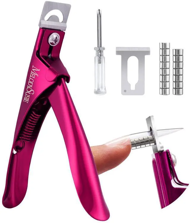 Main image of MelodySusie Acrylic Nail Clippers with 15pcs Magnet Sizers, Professional Nail Clippers Cutters for Long Acrylic Gel Nails Tips, Adjustable Stainless Nail Trimmer, Manicure Tool for Salon Home, Plum