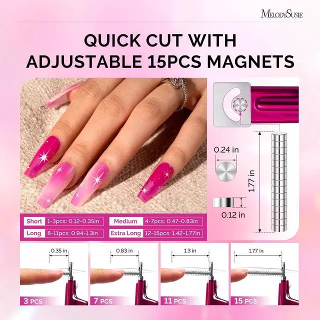 Alt view image 2 of 7 - MelodySusie Acrylic Nail Clippers with 15pcs Magnet Sizers, Professional Nail Clippers Cutters for Long Acrylic Gel Nails Tips, Adjustable Stainless Nail Trimmer, Manicure Tool for Salon Home, Plum