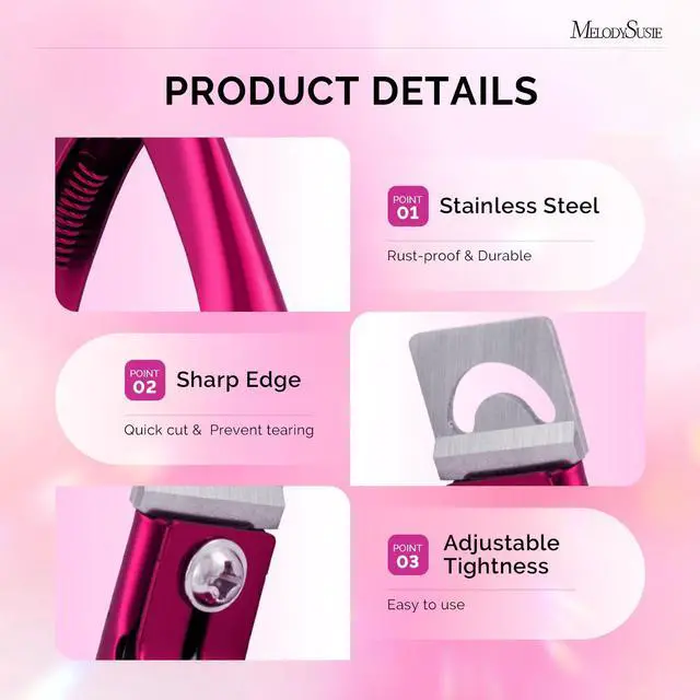 Alt view image 4 of 7 - MelodySusie Acrylic Nail Clippers with 15pcs Magnet Sizers, Professional Nail Clippers Cutters for Long Acrylic Gel Nails Tips, Adjustable Stainless Nail Trimmer, Manicure Tool for Salon Home, Plum